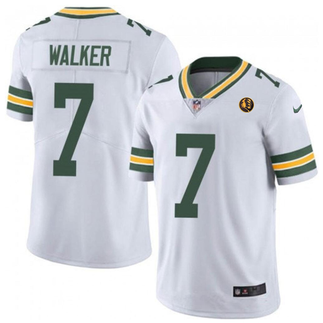 Personalized Men’s Green Bay Packers #7 Quay Walker White Limited Throwback Stitched Football Jersey