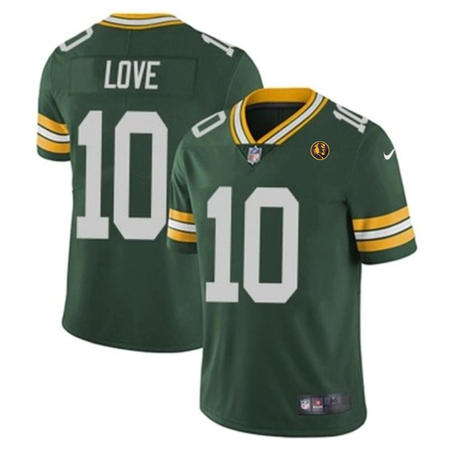 Personalized Men’s Green Bay Packers #10 Jordan Love Green Limited Throwback Stitched Football Jersey