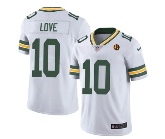 Personalized Men’s Green Bay Packers #10 Jordan Love White Limited Throwback Stitched Football Jersey