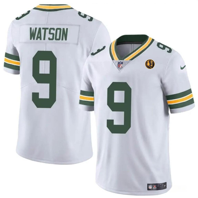 Personalized Men’s Green Bay Packers #9 Christian Watson White Limited Throwback Stitched Football Jersey