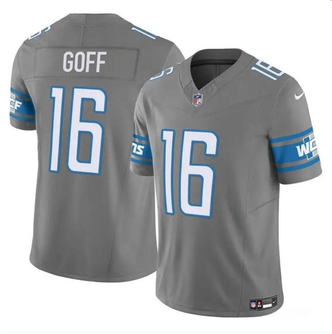 Personalized Men’s Detroit Lions #16 Jared Goff Grey 2023 F.U.S.E. Untouchable Limited Stitched Jersey