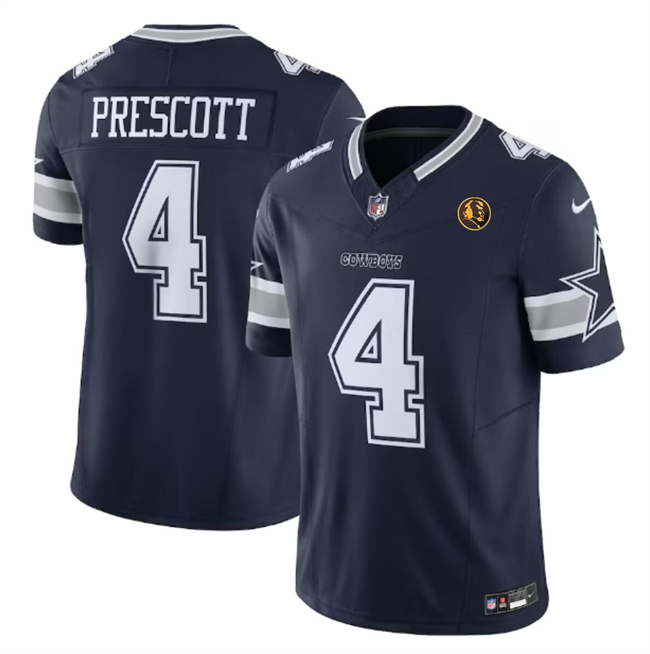 Personalized Men’s Dallas Cowboys #4 Dak Prescott Navy 2023 F.U.S.E. With John Madden Patch Limited Stitched Football Jersey