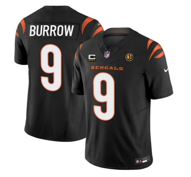 Personalized Men’s Cincinnati Bengals #9 Joe Burrow Black 2023 F.U.S.E. With 4-Star C Patch And John Madden Patch Limited Stitched Football Jersey