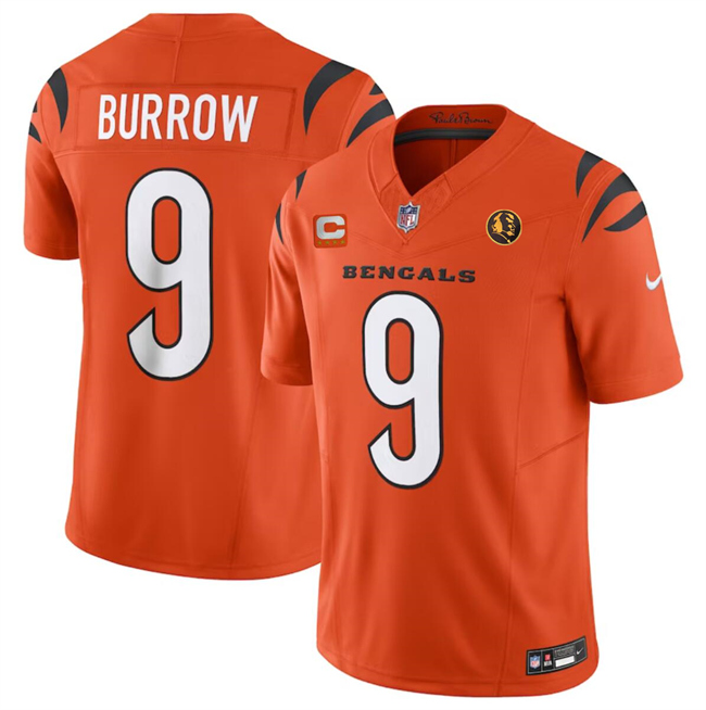 Personalized Men’s Cincinnati Bengals #9 Joe Burrow Orange 2023 F.U.S.E. With 4-Star C Patch And John Madden Patch Limited Stitched Football Jersey