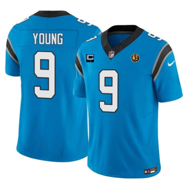 Personalized Men’s Carolina Panthers #9 Bryce Young Blue 2023 F.U.S.E. With 1-Star C Patch And John Madden Patch Limited Stitched Football Jersey