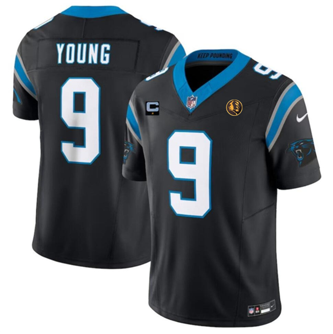 Personalized Men’s Carolina Panthers #9 Bryce Young Black 2023 F.U.S.E. With 1-Star C Patch And John Madden Patch Limited Stitched Football Jersey