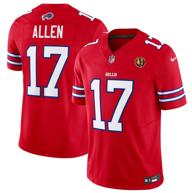 Personalized Men’s Buffalo Bills #17 Josh Allen Red 2023 F.U.S.E. With John Madden Patch Limited Stitched Football Jersey