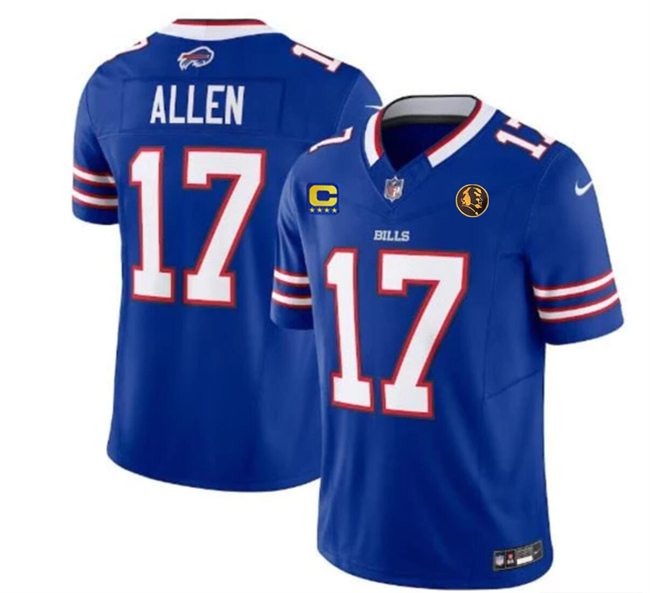 Personalized Men’s Buffalo Bills #17 Josh Allen Blue 2023 F.U.S.E. With 4-Star C Ptach And John Madden Patch Limited Stitched Football Jersey