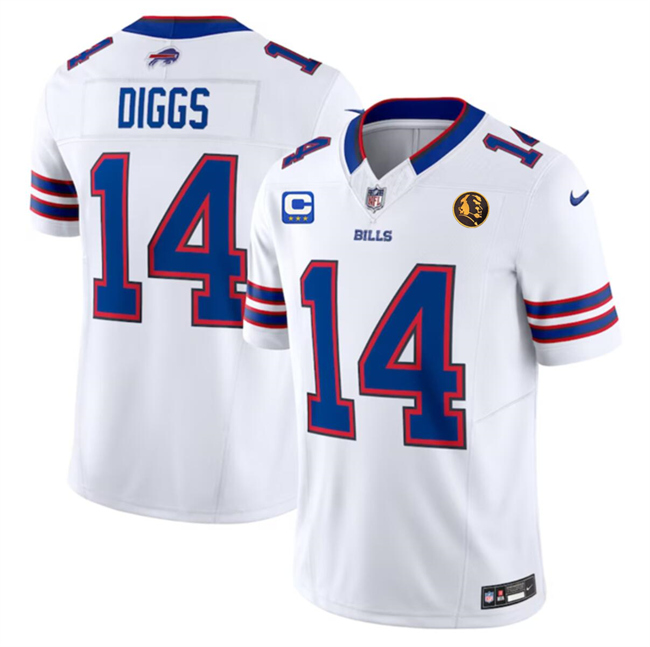 Personalized Men’s Buffalo Bills #14 Stefon Diggs White 2023 F.U.S.E. With 3-Star C Ptach And John Madden Patch Limited Stitched Football Jersey