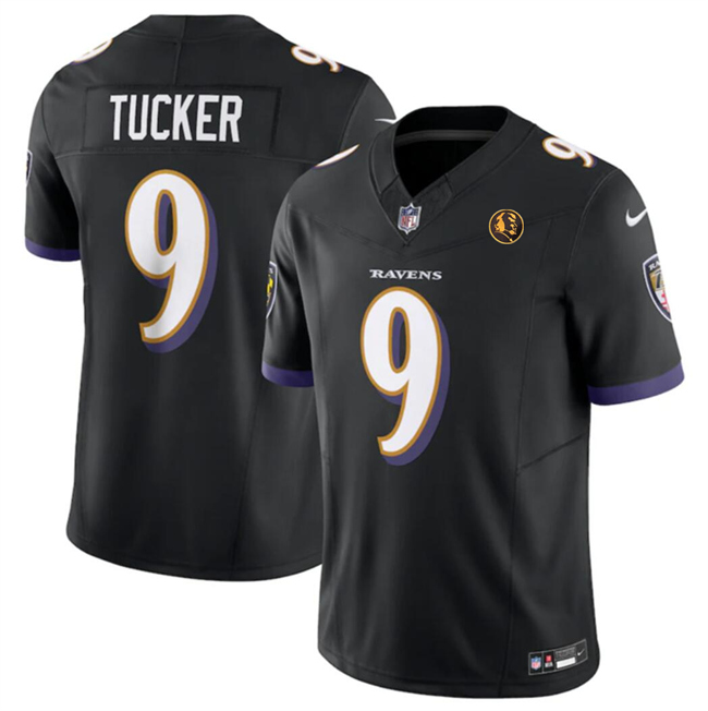 Personalized Men’s Baltimore Ravens #9 Justin Tucker Black 2023 F.U.S.E. With John Madden Patch Limited Stitched Football Jersey