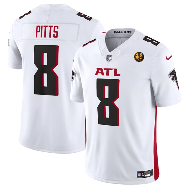 Personalized Men’s Atlanta Falcons #8 Kyle Pitts White 2023 F.U.S.E. With John Madden Patch Limited Stitched Football Jersey