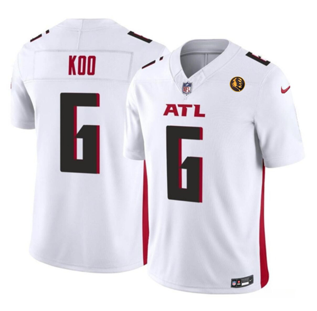 Personalized Men’s Atlanta Falcons #6 Younghoe Koo White 2023 F.U.S.E. With John Madden Patch Limited Stitched Football Jersey