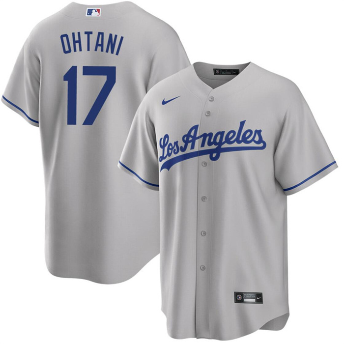 Personalized Men’s Los Angeles Dodgers #17 Shohei Ohtani Grey Cool Base Stitched Jersey
