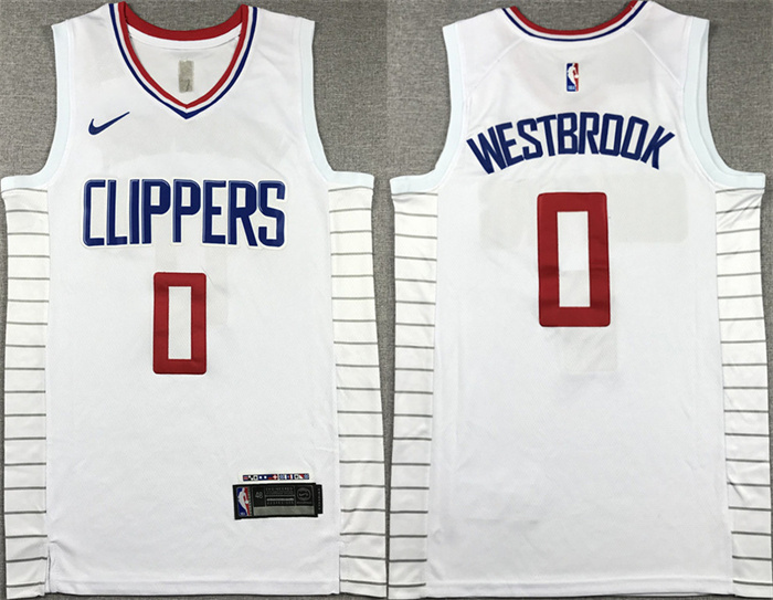 Personalized Men’s Los Angeles Clippers #0 Russell Westbrook White 2023 Association Edition Stitched Jersey