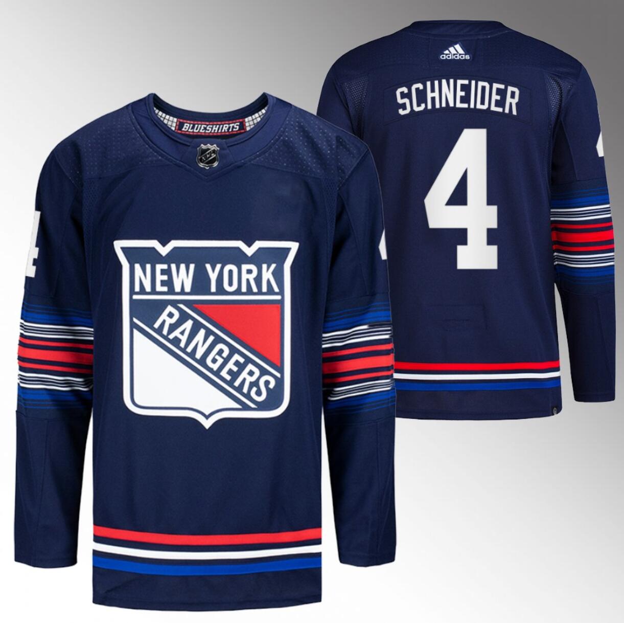 Personalized Men’s New York Rangers #4 Braden Schneider Navy Stitched Jersey