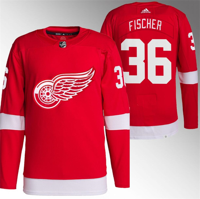 Personalized Men’s Detroit Red Wings #36 Christian Fischer Red Stitched Jersey