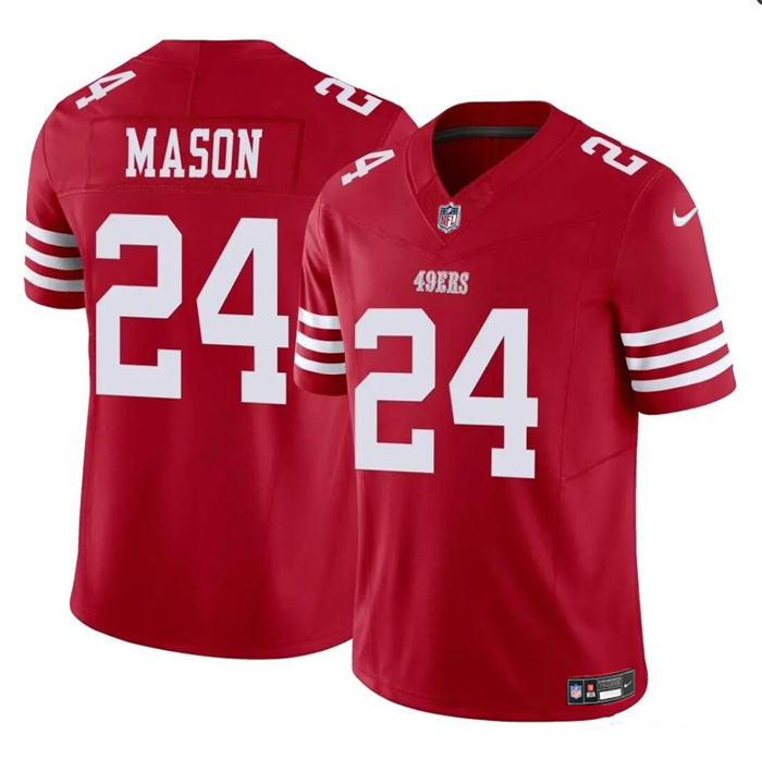 Personalized Men’s San Francisco 49ers #24 Jordan Mason Red 2023 F.U.S.E. Stitched Football Jersey