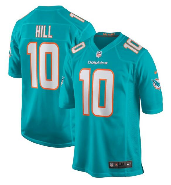 Personalized Men’s Miami Dolphins #10 Tyreek Hill Aqua Stitched Game Jersey