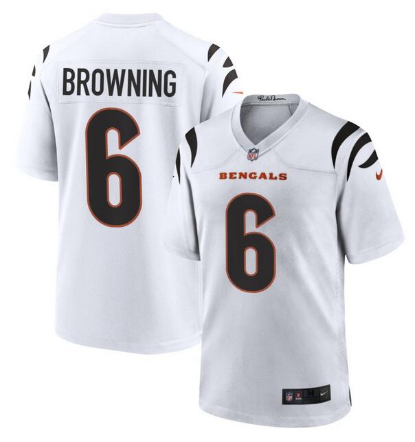 Personalized Men’s Cincinnati Bengals #6 Jake Browning White Stitched Game Jersey