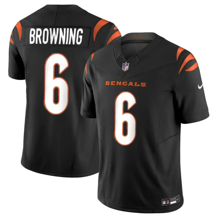 Personalized Men’s Cincinnati Bengals #6 Jake Browning Black 2023 F.U.S.E. Untouchable Limited Stitched Jersey
