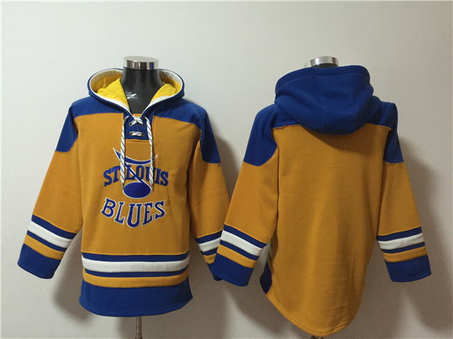 Personalized Men’s St. Louis Blues Blank Yellow Ageless Must-Have Lace-Up Pullover Hoodie
