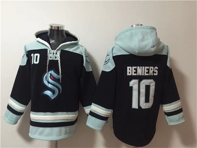 Personalized Men’s Seattle Kraken #10 Matty Beniers Black Ageless Must-Have Lace-Up Pullover Hoodie