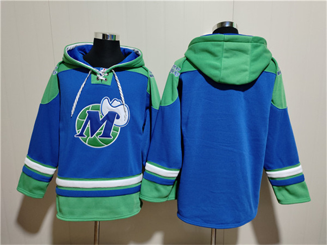 Personalized Men’s Dallas Mavericks Blank Royal Ageless Must-Have Lace-Up Pullover Hoodie