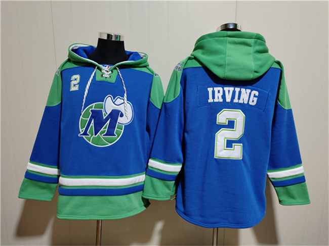 Personalized Men’s Dallas Mavericks #2 Kyrie Irving Royal Ageless Must-Have Lace-Up Pullover Hoodie