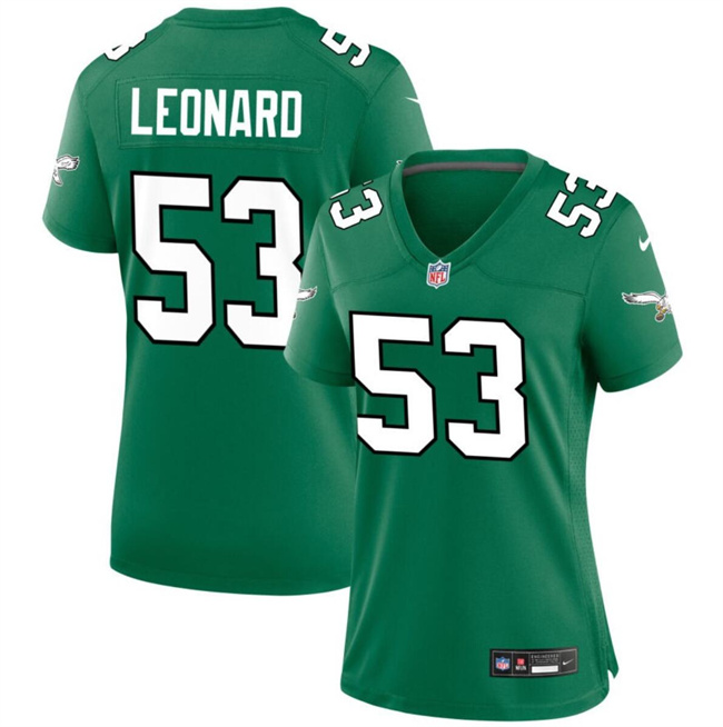 Personalized Women’s Philadelphia Eagles #53 Shaquille Leonard Green Stitched Football Jersey(Run Small)