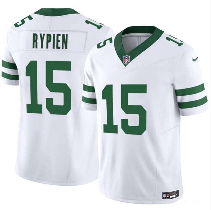 Personalized Men’s New York Jets #15 Brett Rypien 2023 F.U.S.E. White Throwback Untouchable Limited Stitched Jersey