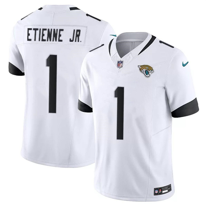 Personalized Men’s Jacksonville Jaguars #1 Travis Etienne Jr. White 2023 F.U.S.E Untouchable Limited Stitched Jersey