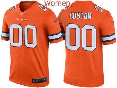 Personalized Women Denver Broncos Orange Color Rush Legend Jersey