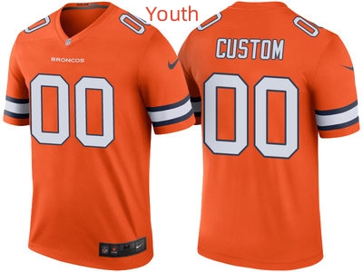 Personalized Youth Denver Broncos Orange Color Rush Legend Jersey