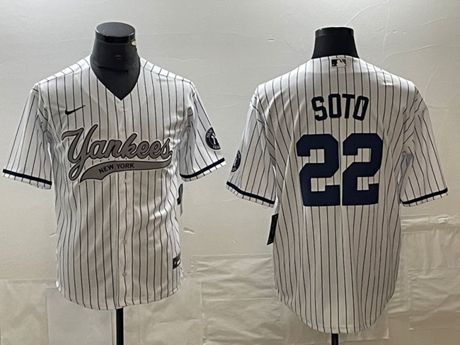 Personalized Men’s New York Yankees #22 Juan Soto White Cool Base Stitched Baseball Jersey