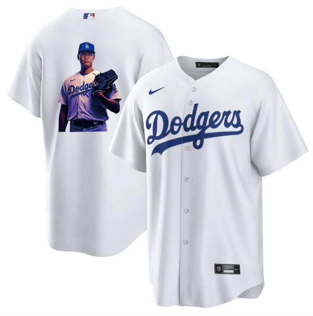 Personalized Men’s Los Angeles Dodgers #17 Shohei Ohtani White Big Logo Cool Base Stitched Jersey