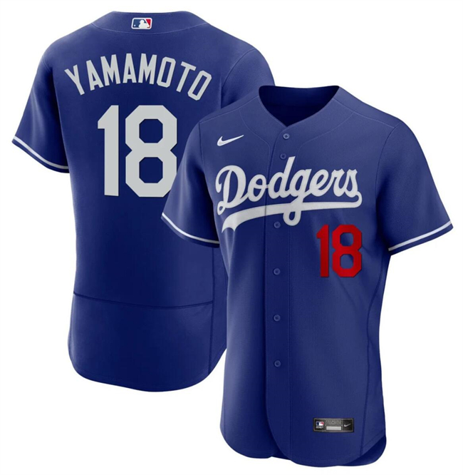 Personalized Men’s Los Angeles Dodgers #18 Yoshinobu Yamamoto Royal 2023 Flex Base Stitched Baseball Jersey