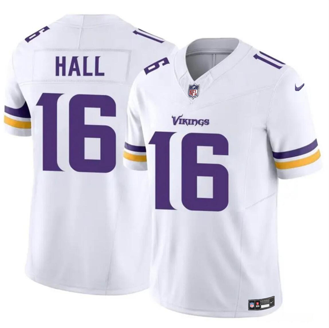 Personalized Men’s Minnesota Vikings #16 Jaren Hall White 2023 F.U.S.E. Untouchable Limited Stitched Jersey