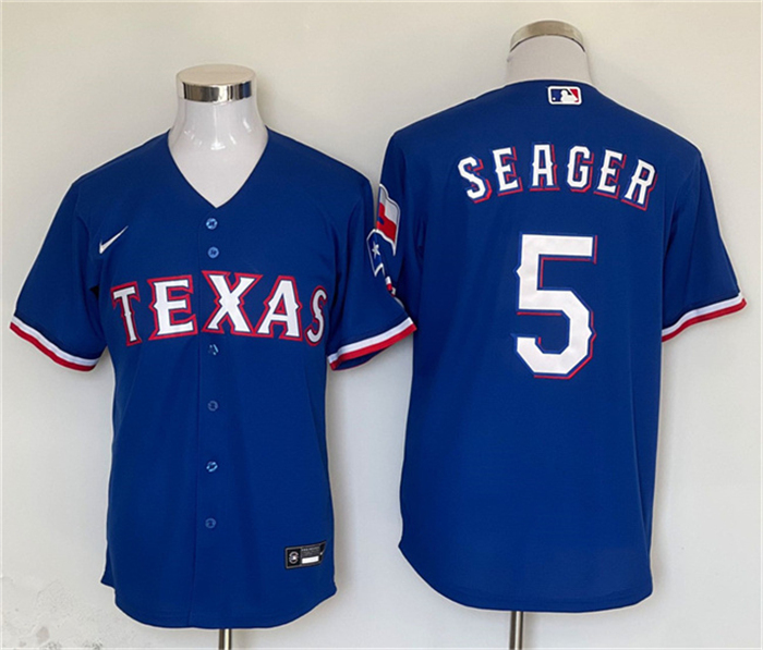 Personalized Men’s Texas Rangers #5 Corey Seager Royal With Patch Cool Base Stitched MLB Jersey