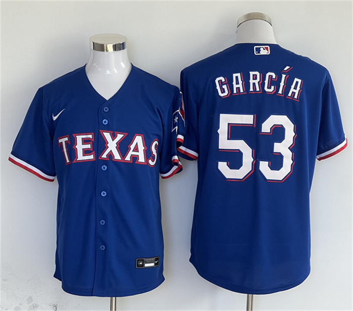 Personalized Men’s Texas Rangers #53 Adolis Garcia Royal With Patch Cool Base Stitched MLB Jersey