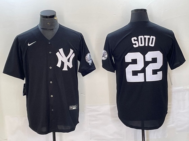 Personalized Men’s New York Yankees #22 Juan Soto Black Cool Base With Patch Stitched Baseball Jersey