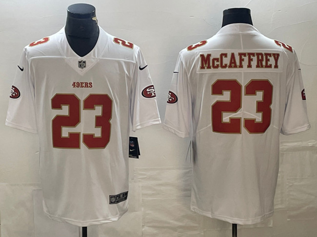 Personalized Men’s San Francisco 49ers #23 Christian McCaffrey White Untouchable Limited Stitched Jersey
