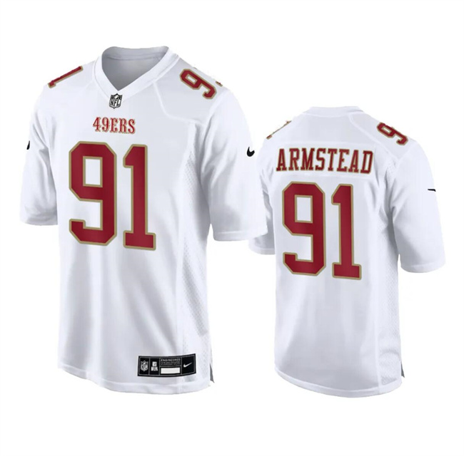 Personalized Men’s San Francisco 49ers #91 Arik Armstead White Fashion Untouchable Limited Stitched Football Jersey