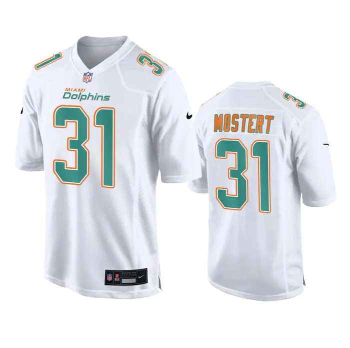 Personalized Men’s Miami Dolphins #31 Raheem Mostert White Fashion Untouchable Stitched Football Jersey