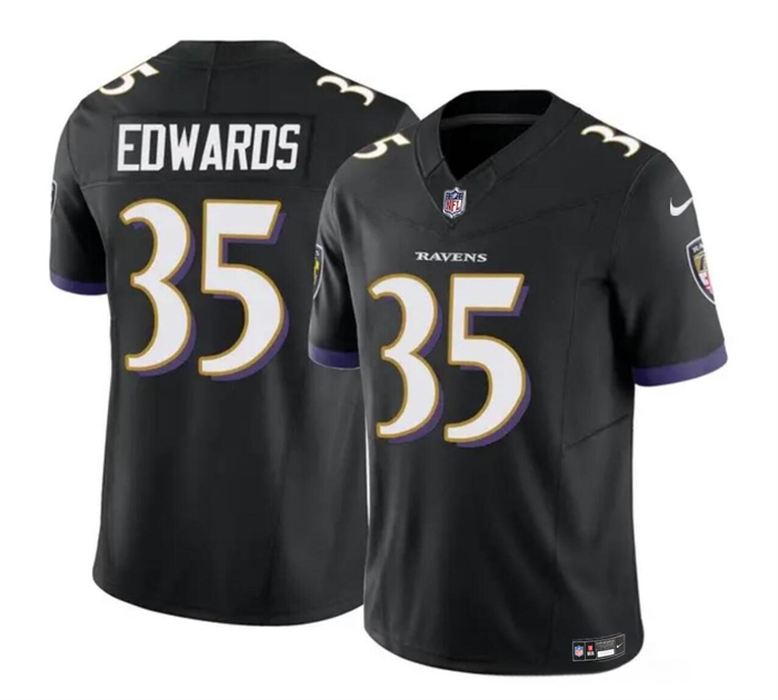 Personalized Men’s Baltimore Ravens #35 Gus Edwards Black 2023 F.U.S.E. Limited Football Jersey
