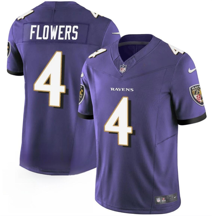 Personalized Men’s Baltimore Ravens #4 Zay Flowers Purple 2023 F.U.S.E. Limited Football Jersey