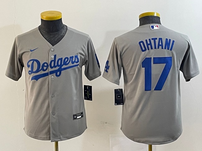Personalized Youth Los Angeles Dodgers #17 Shohei Ohtani Grey Stitched Baseball Jersey