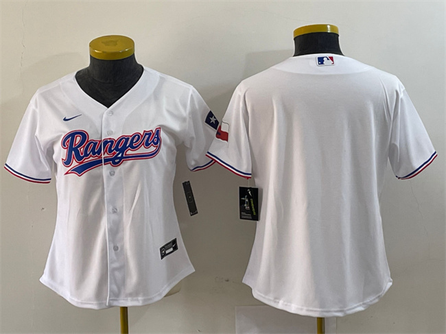 Personalized Women’s Texas Rangers Blank White With Patch Stitched Baseball Jersey(Run Small)