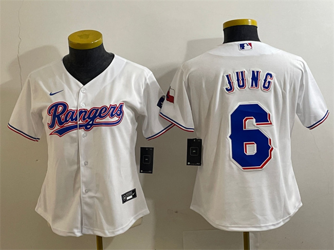 Personalized Women’s Texas Rangers #6 Josh Jung White With Patch Stitched Baseball Jersey(Run Small)