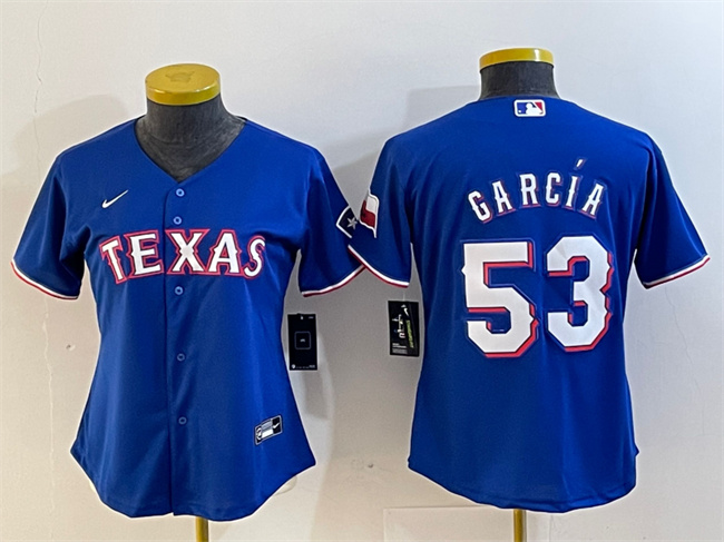 Personalized Women’s Texas Rangers #53 Adolis García Royal With Patch Stitched Baseball Jersey(Run Small)