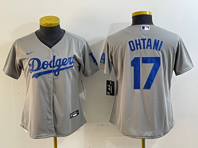 Personalized Women’s Los Angeles Dodgers #17 Shohei Ohtani Grey Stitched Jersey(Run Small)